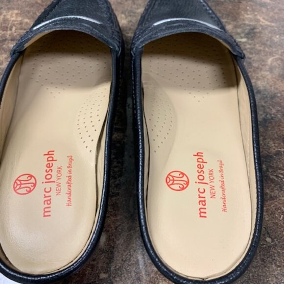 NEW IN BOX Marc Joseph New York- Black Genuine Leather Lawren Mules Size 7-1/2 - Picture 4 of 9